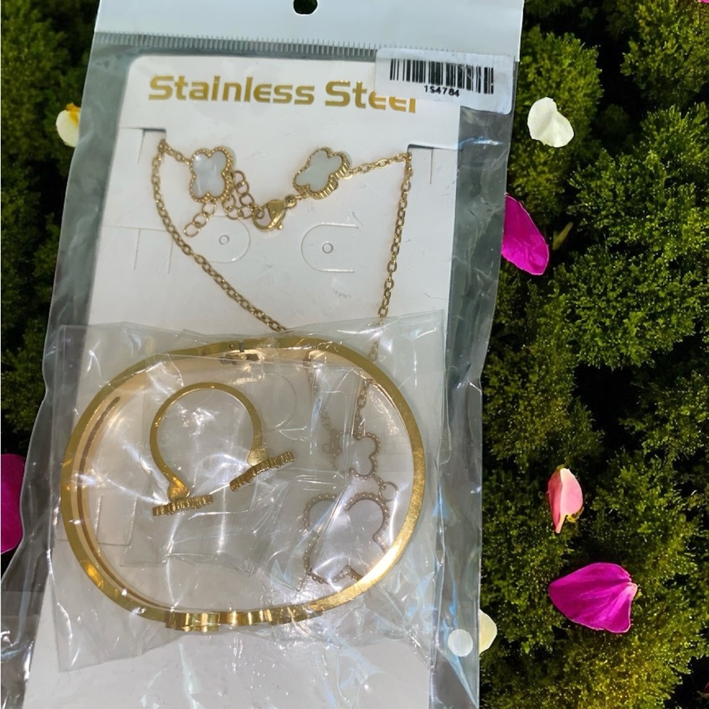 Gold Stainless Steel Jewelry Set